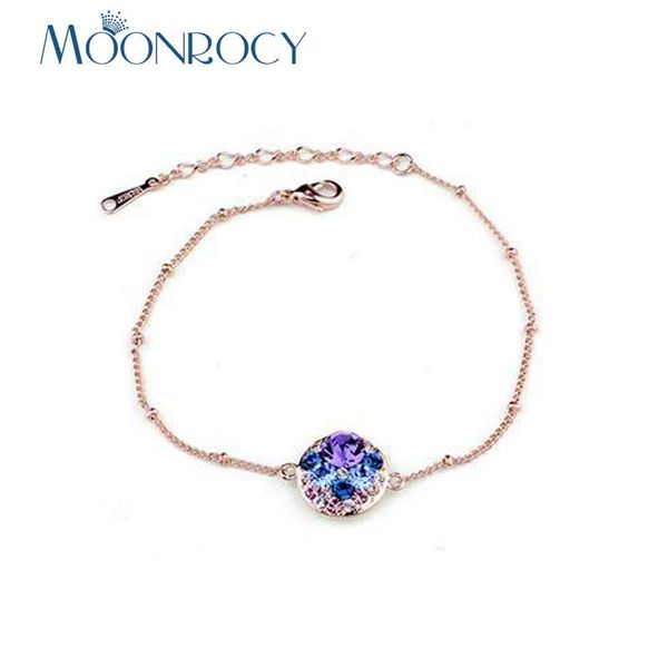 

tennis moonrocy drop cubic zirconia fashion italina austrian crystal bracelet colorized jewelry rose gold color women's gift, Golden;silver