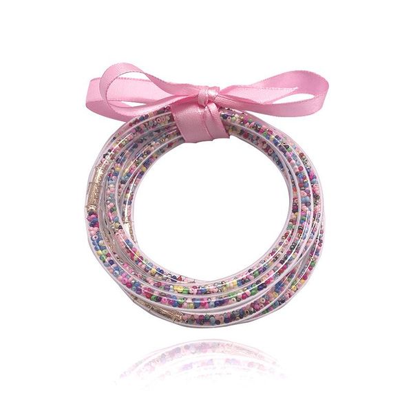

bangle est bowknot colored beads glitter bangles set 2021 all weather stack silicone plastic jelly 5pcs/set, Black