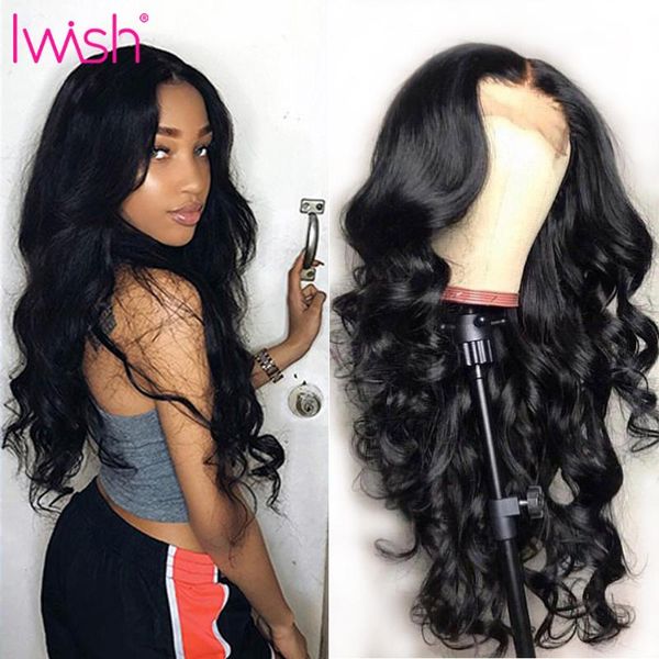 

inch wigs body wave lace wig 4x4 closure peruvian human hair pre plucked hairline remy 150%, Black;brown
