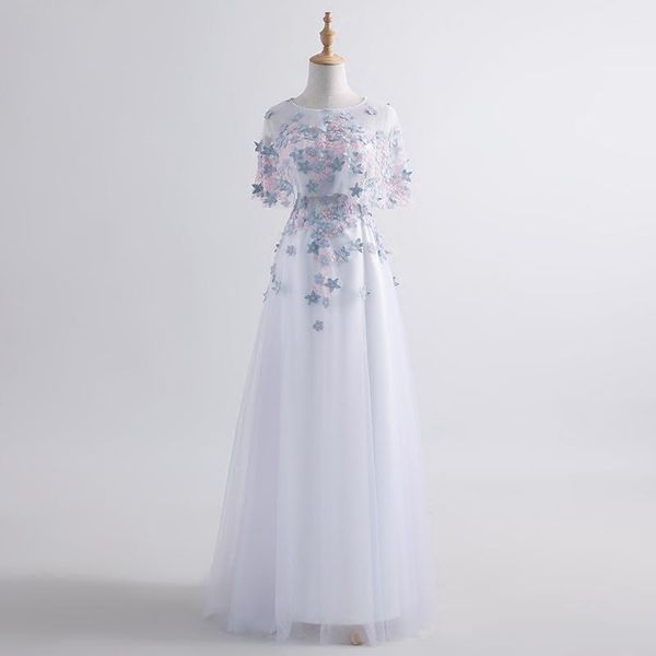 

ethnic clothing floral appliques mesh cheongsam batwing sleeve prom dresses pleated round collar qipao elegant celebrity party lady vestidos, Red