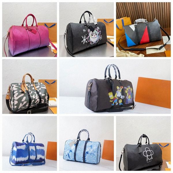 

tavel bag keepall 45 large capacity women travel bags classical designer 2022 men shoulder duffel bags carry on lugga