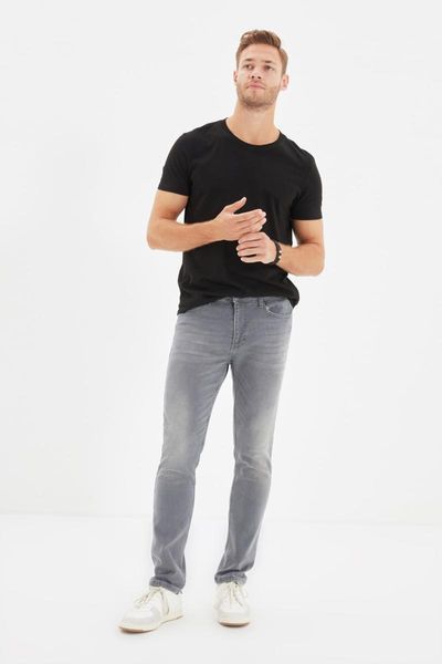 

men's jeans trendyol male slim fit knitted fabric tmnaw22je0219, Blue