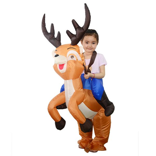 

mascot doll costume kids animal elk deer riding inflatable costumes boys girls halloween cartoon mascot doll party role play dress up outfi, Red;yellow