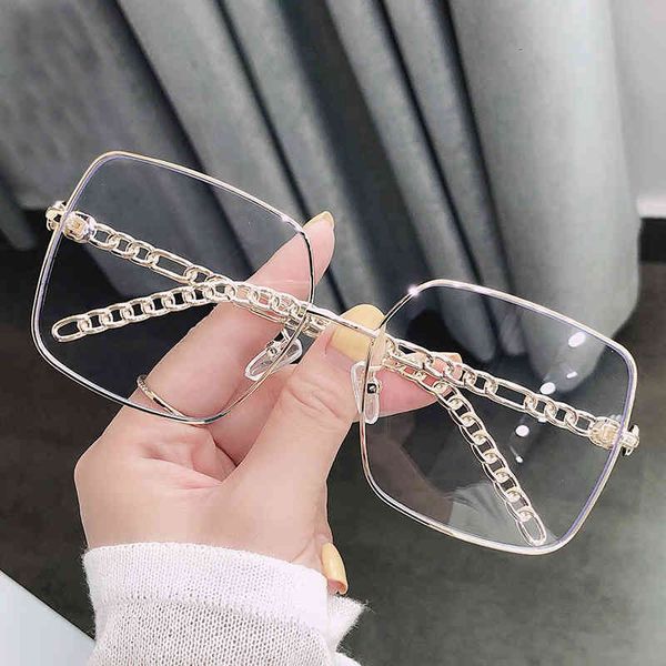 

sunglasses unique hollow chain frame for women 2021 fashion alloy square sun glasses gradient uv400 eyewear female shades, White;black