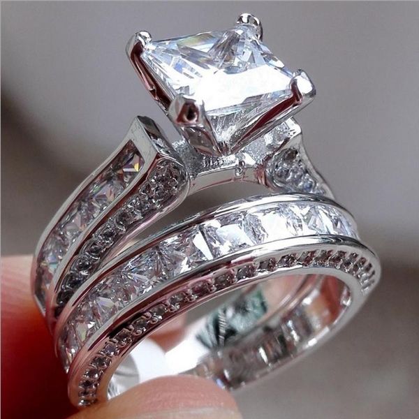 

wedding rings women's ring geometric fashion luxury exquisite zircon couple engagement jewelry valentine's day gift party wholesal, Slivery;golden