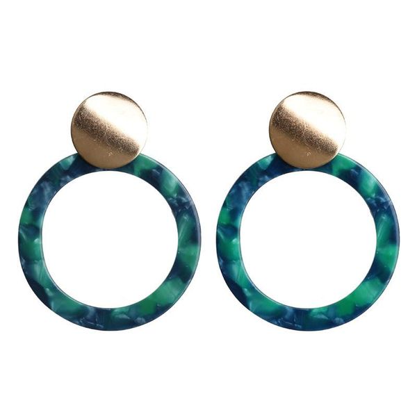 

stud acrylic earrings european and american fashion jewelry gold glitter acetate plate personality leopard circle ladies, Golden;silver