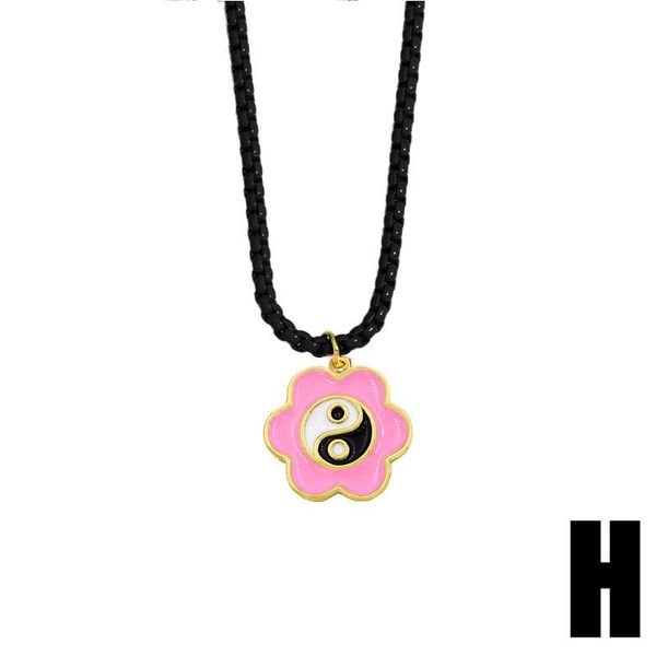

pendant necklaces multi color alloy flower yinyang taiji drip oil classic style necklace chinese arts master figure jewelry, Silver