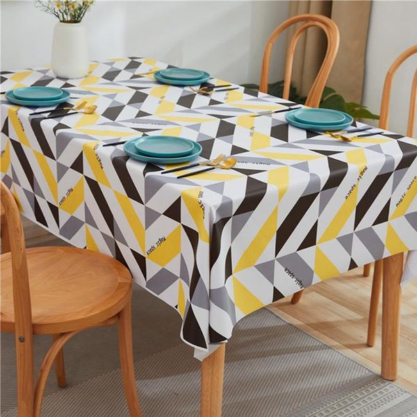 

table cloth geometry waterproof oilcloth tablecloth nordic simple rectangular plaid anti-stain pvc cover