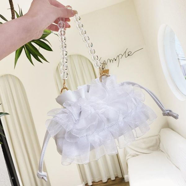 

fashion women's handbags lace chains messenger bag girls pearl string women shoulder 2021 summer bags evening