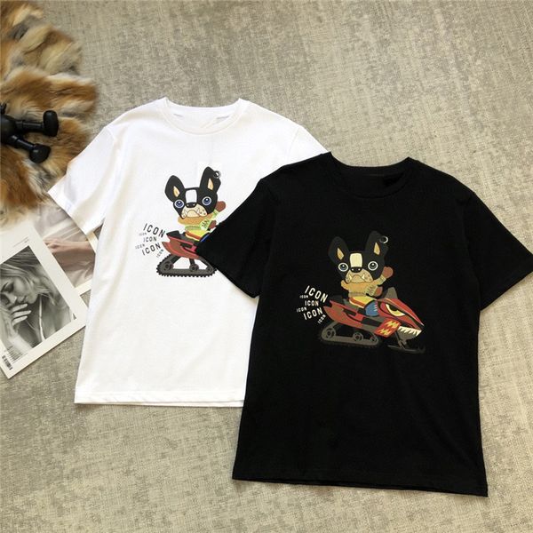 

end net red 2021 cartoon dog print round neck fashion loose short sleeve t-shirt for women, White