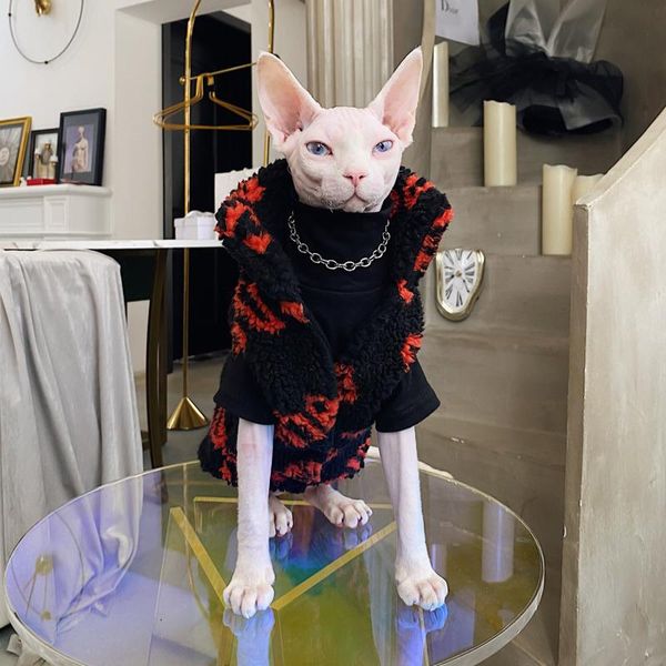 

cat costumes hairless clothing sphinx devon red letter autumn winter warm lamb coat