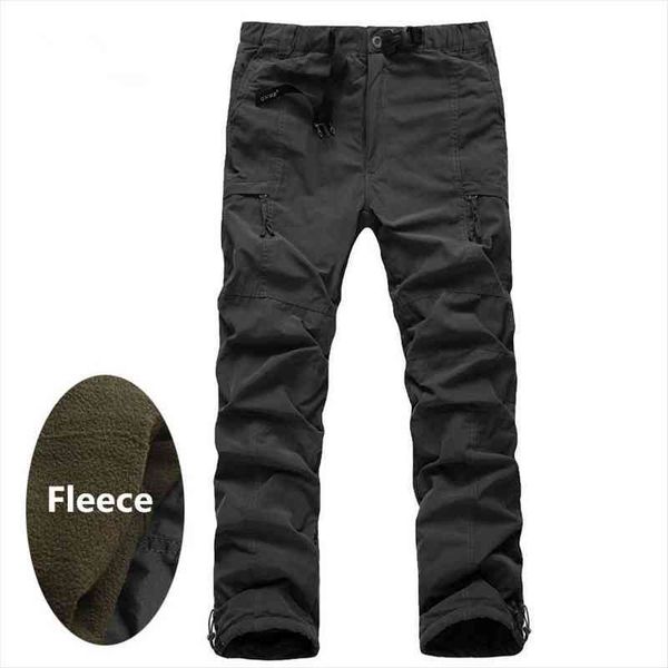 

mens winter warm men thick pants double layer military army camouflage tactical cotton trousers casual windproof pants, Black