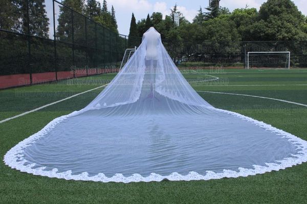 

bridal veils 600cm length 300cm width luxurious wedding veil lace appliques white ivory accessories velos de novia, Black