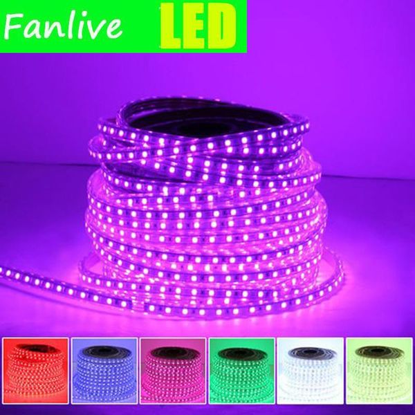

strips 30m waterproof ac110v 220v flexible fita rgb tira de led stripe lights for home tape strip rope light 60leds/m 14.4w/m