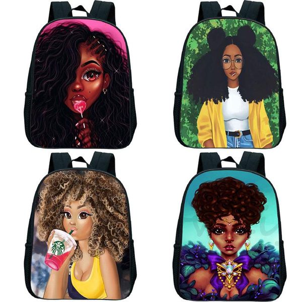 

inch afro lady girls kindergarten bag children backpack kids daily school cute black girl toddler bookbag rucksack