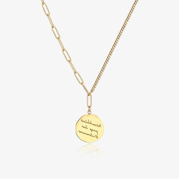 

versatile round titanium steel necklace women's indifference wind clavicle chain fashion simple round pendant net red decorative, Black