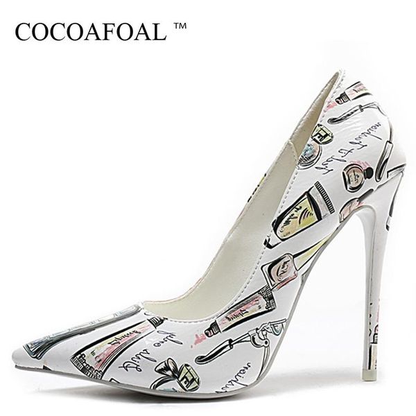 

dress shoes cocoafoal woman bridal heel white wedding high heels women's plus size pointed toe pumps party stiletto graffiti, Black