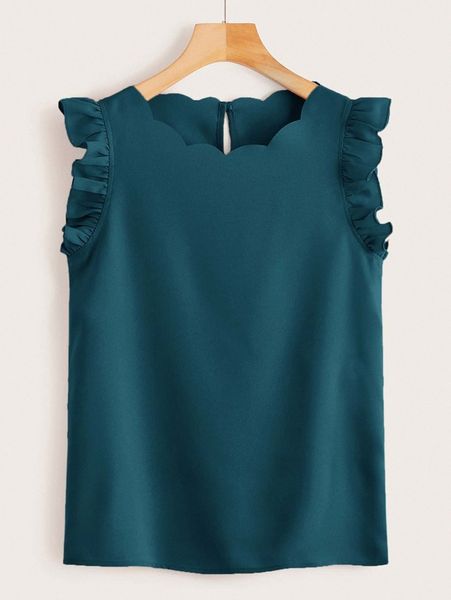 

ruffle armhole scallop edge w97p#, White