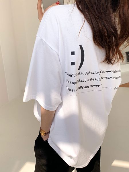 

t-shirt 2021 new white couple short t-shirt korean loose half sleeve fashion brand summer women's top