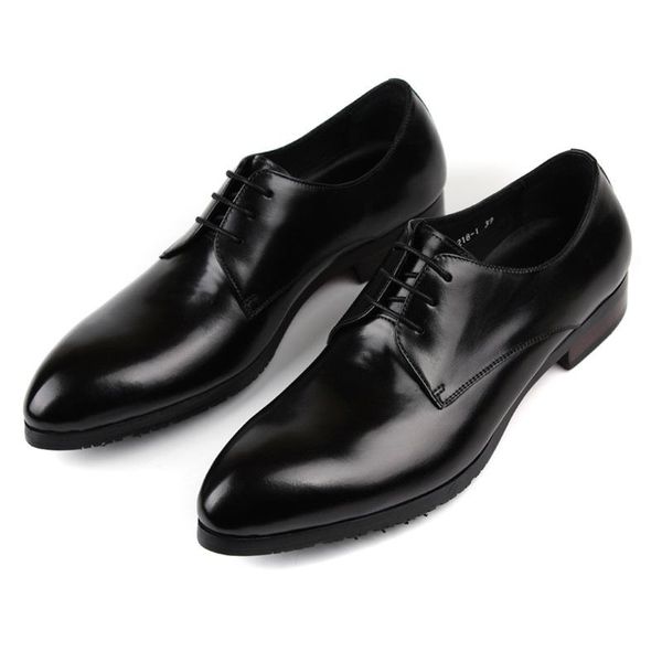 

dress shoes fashion men cowhide leather pure business work chaussure homme, Black
