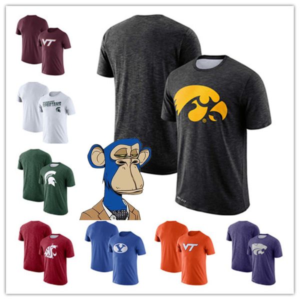 

mens tees michigan virginia tech hokies kansas state wildcats byu cougars white gray black purple ncaa performance new t-shirt