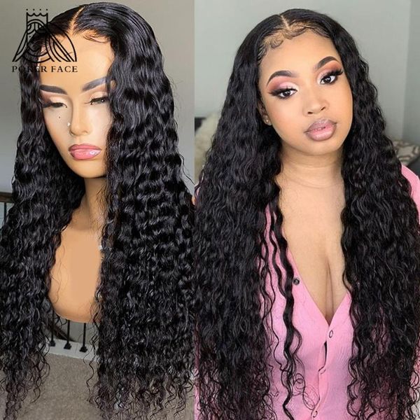 

poker face 8-30 inch deep wave hair 13x1 t part lace wigs human pre-plucked 150 density brazilian remy, Black;brown