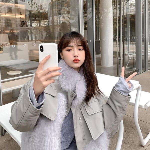 

women's fur & faux 2021 ladies real coats outerwear warm jacket natural wholesale, Black