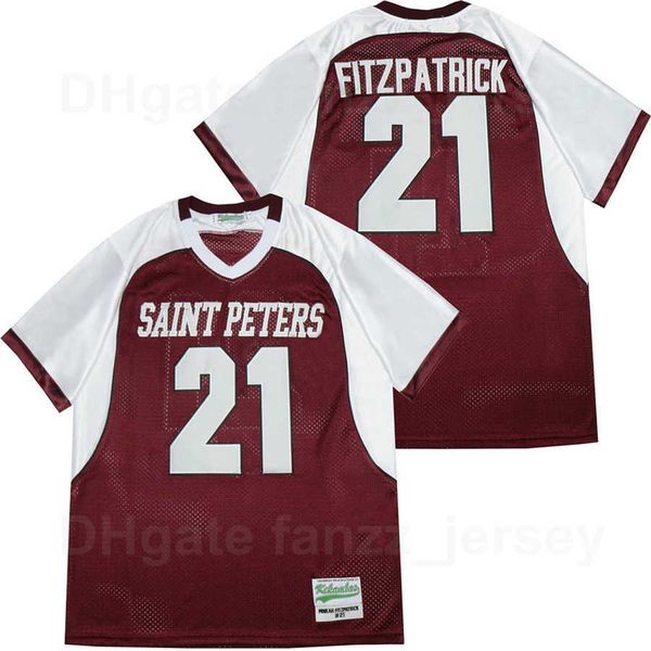 

football peters prep high school 21 minkah fitzpatrick jersey men team color red university all stitched breathable pure cotton college good, Black