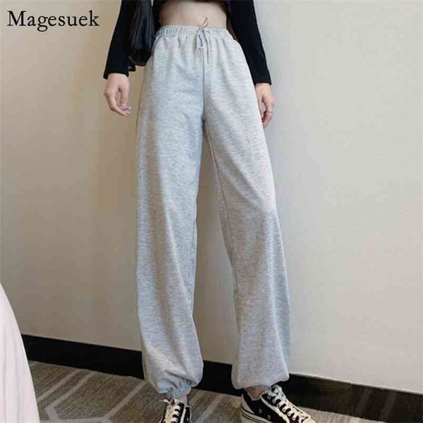 

autumn and winter casual wide leg pants thicken drawstring velvet loose trousers women cotton high waist baggy 12778 210512, Black;white