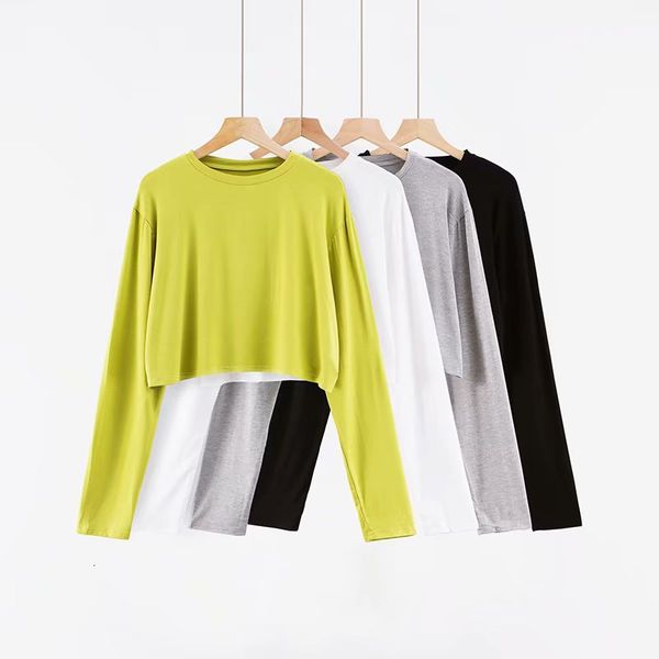 

t shirt fall 2021 loose drape long sleeve base pullover round neck women's, White