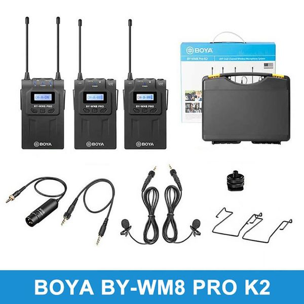 

microphones boya by wm8 pro k7 k6 k5 k4 k3 k1 k2 uhf dual wireless microphone system interview mic for pc dslr video camera