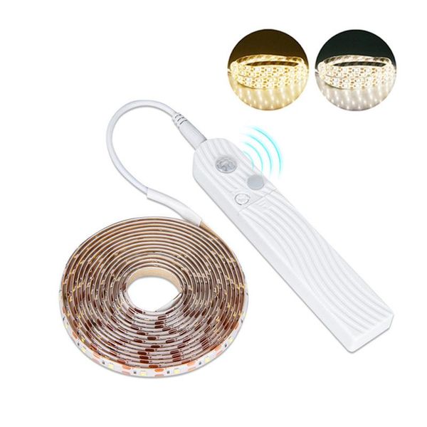 

strips 1/2/3m led strip light wireless pir motion sensor waterproof belt under cabinet night bed room