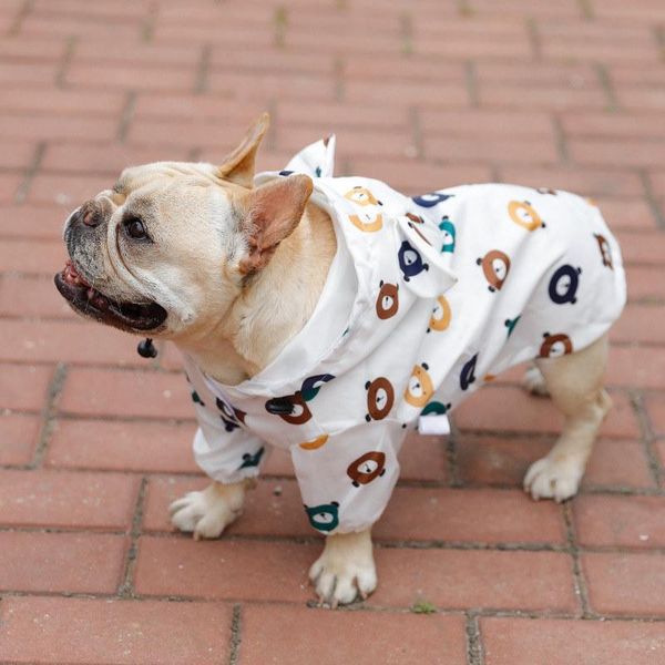 

dog apparel pet raincoat brown bear print cute