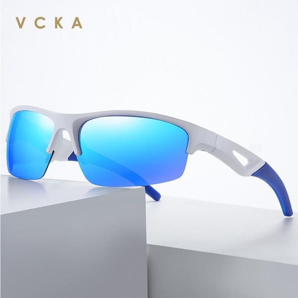 

sunglasses vcka 2021 polaroid vintage men women brand tr90 retro polarized uv400 traveling driving half frame oculos, White;black