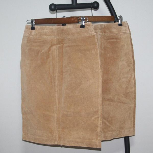 

skirts plus size xl 2xl 3xl vintage suede pigskin leather skirt package hip genuine, Black