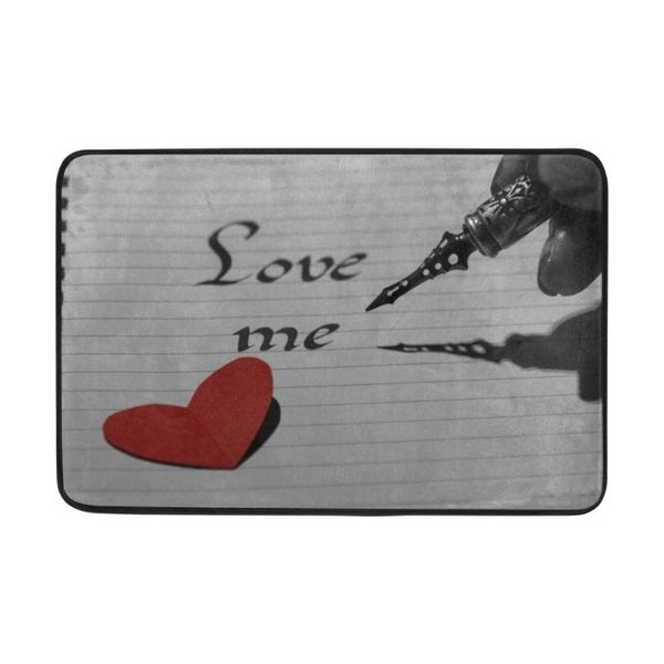 

bath mats love me and heart printed anti-slip bathroom floor mat machine washable microfiber chenille toilet door 40*60cm