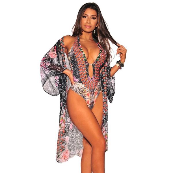 

women's swimwear siamese female large size cover belly slim conservative shawl + bikini suit swimsuit without underwire and chest pad, White;black