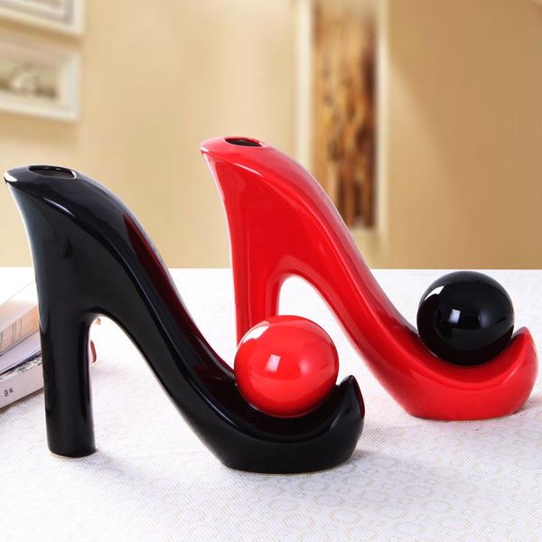 

vases creative high-heeled shoes vase modern home decoration ceramic wedding flower pot tableflowerpot