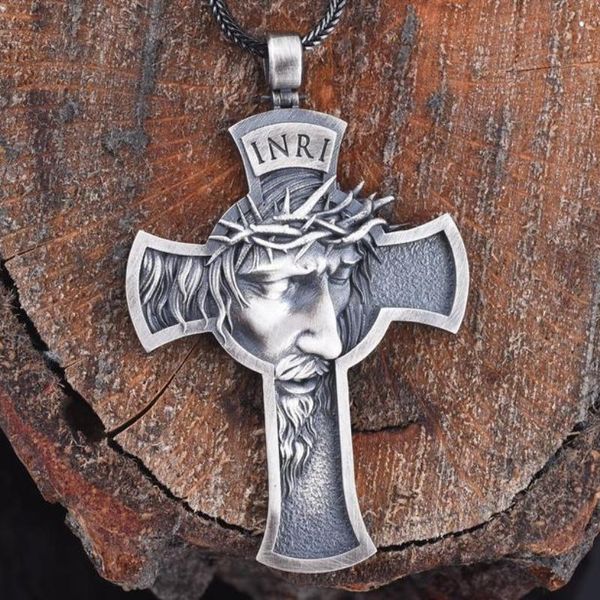 

pendant necklaces chain necklace divino jesus sacred heart small cross christianity religion sweater, Silver