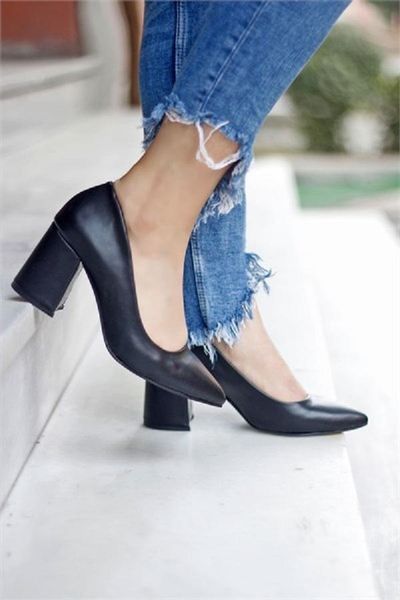 

stiletto shoes woman pumps fashion short thick heels pointed toe wedding ladies daily sothe ss-1024 dress, Black