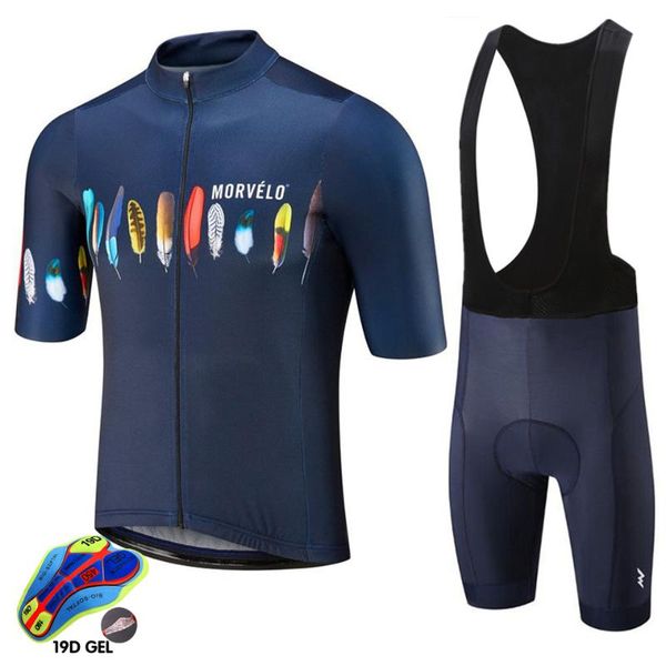 

racing sets 2021 morvelo team cycling jersey mtb bike bicycle breathable shorts 19d gel clothing ropa ciclismo bicicleta maillot suit, Black;blue