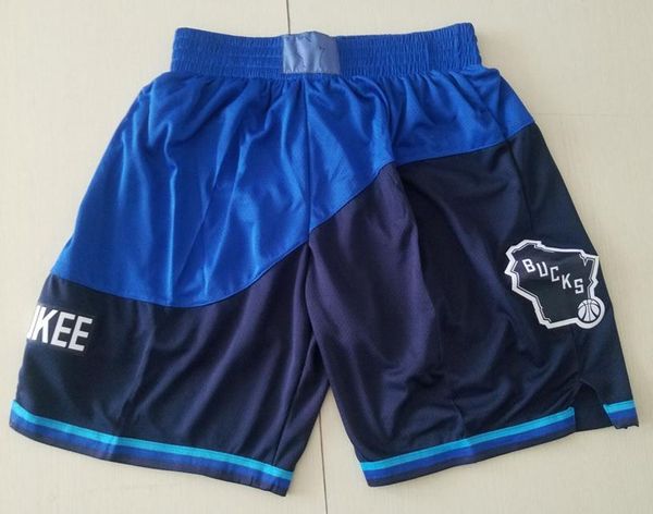 

2021 milwaukee bucks men city swingman basketball shorts blue black edition pants, Black;red