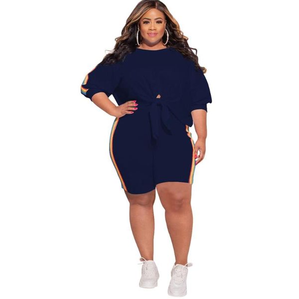 

women's tracksuits xl-5xl wholesale item solid color tracksuit women two piece outfit matching sets short sleeve loose 90s t-shirt bike, Gray