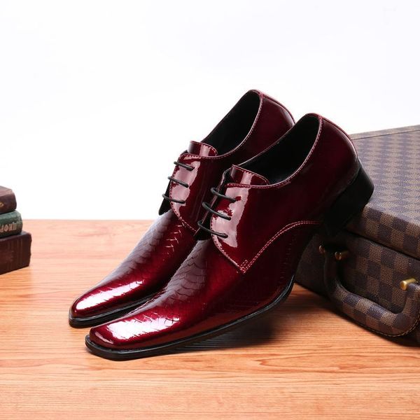 

dress shoes yihongmeiqi men's leather hand lace up office wedding party red formal oxford large 37-48, Black