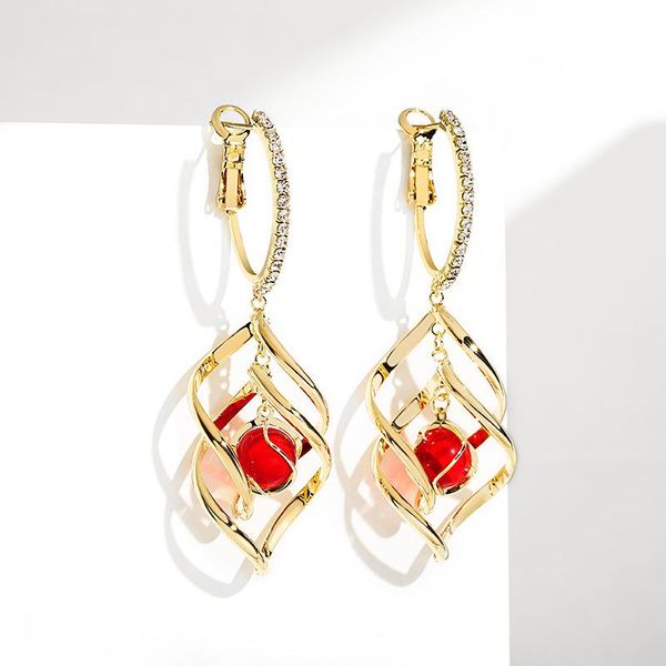 

dangle & chandelier classic curve red stone drop earrings for women luxury dace annual gift lady accessory, Silver
