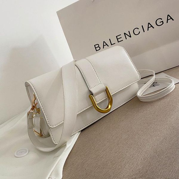 

evening bags women shoulder bag european style pure color pu metal buckle messenger fashion versatile female's armpit baguette