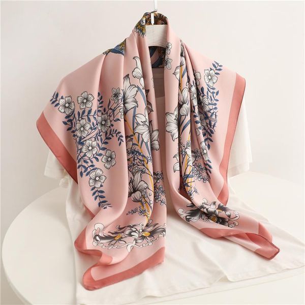 

scarves headband scarf women twill square elegant neckerchief hand bag wirst fashon head shawl wrap bandana hijab 2021, Blue;gray