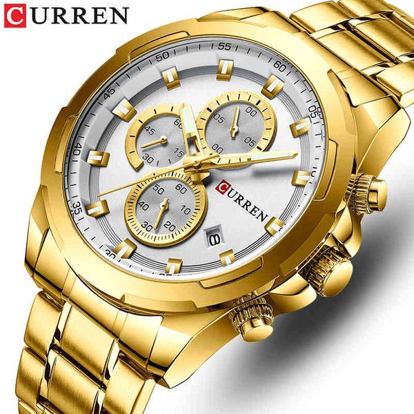Curren relógio homens top marca esporte luxo quartzo mens relógios impermeáveis ​​cronógrafo masculino relógio relógio relógio relógio relogio masculino 210517