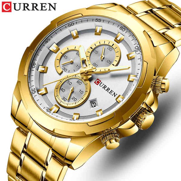 

curren watch men brand sport luxury quartz mens watches waterproof chronograph male wristwatch date clock relogio masculino 210517, Slivery;brown