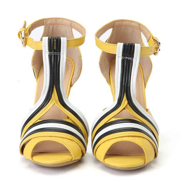 

sandals arrival of women high heel from super ladies peep toe yellow shoes casual more u.s. size 4-15 foev, Black